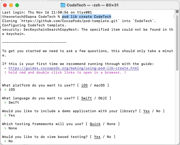 Create your library through terminal commands